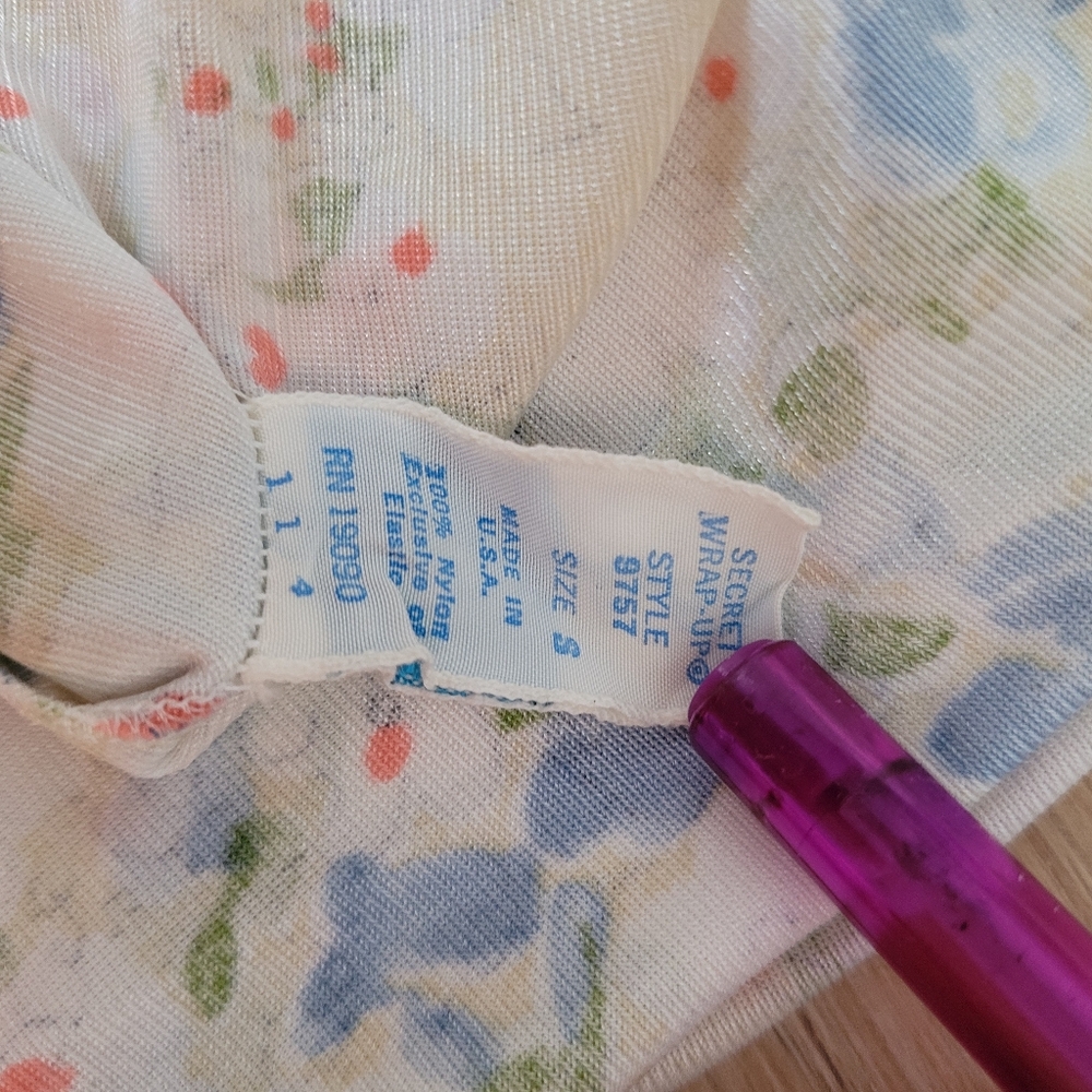 Rare Vtg OLGA Secret Wrap-Up Flower Burst Wrap Robe Small - Picture 11 of 11